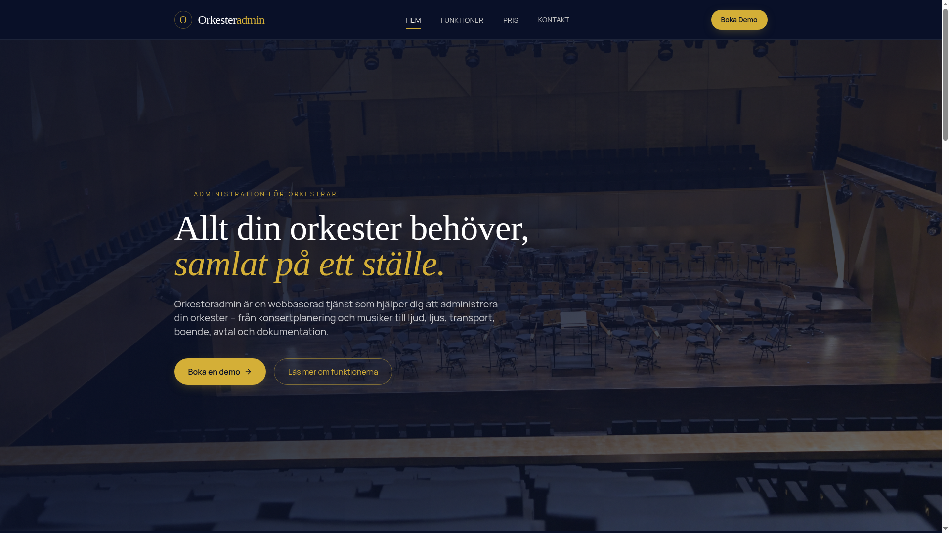 Landing Page for Orchestra Administration Platform